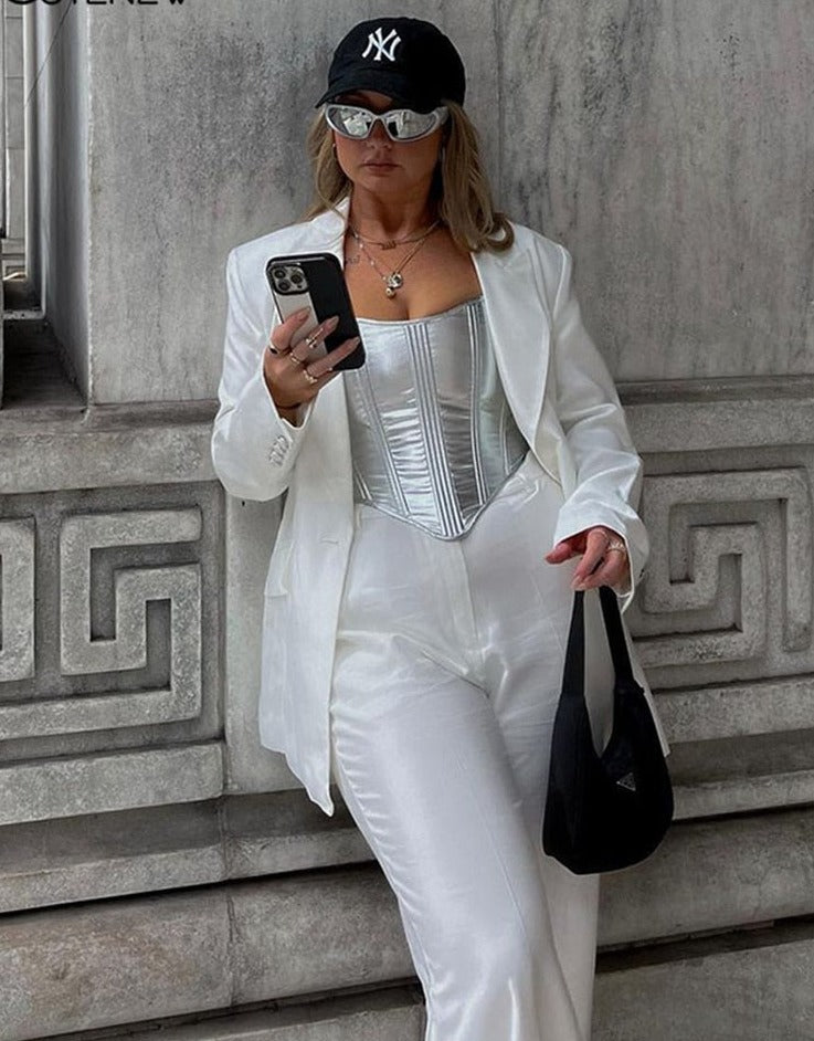 Slim Undercoat Corset Metallic Vest Top