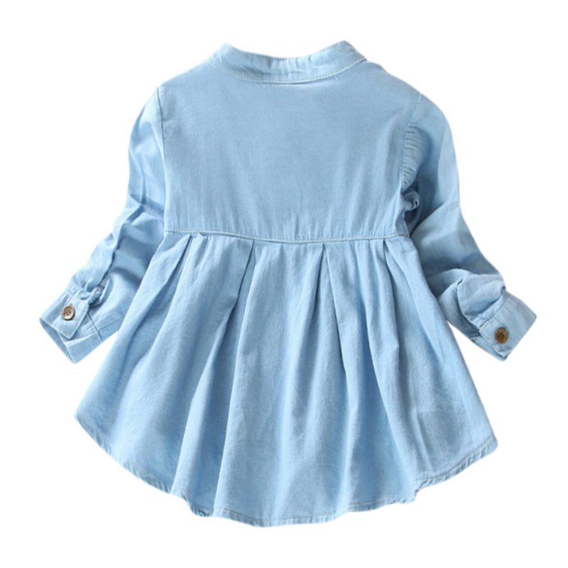 Soft Denim Long Sleeve Blouse Top for Girls