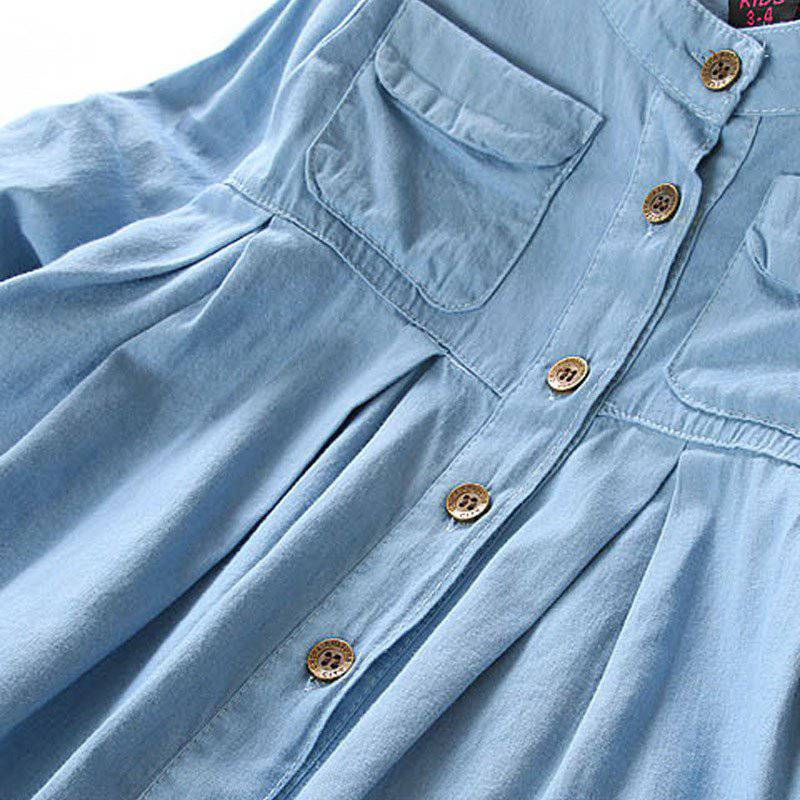 Soft Denim Long Sleeve Blouse Top for Girls