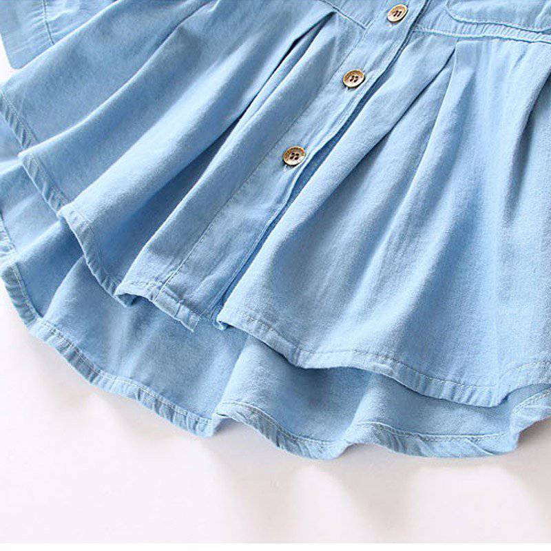 Soft Denim Long Sleeve Blouse Top for Girls