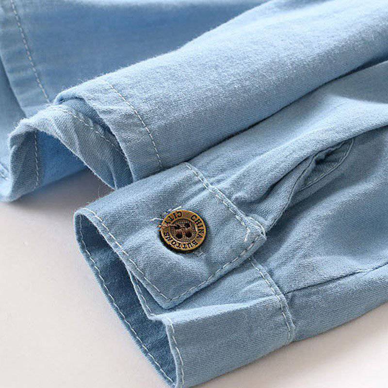 Soft Denim Long Sleeve Blouse Top for Girls