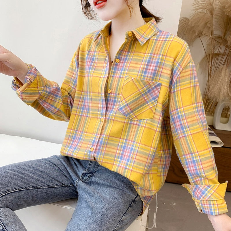 High-quality Soft Warm Winter Women's Plaid Shirt