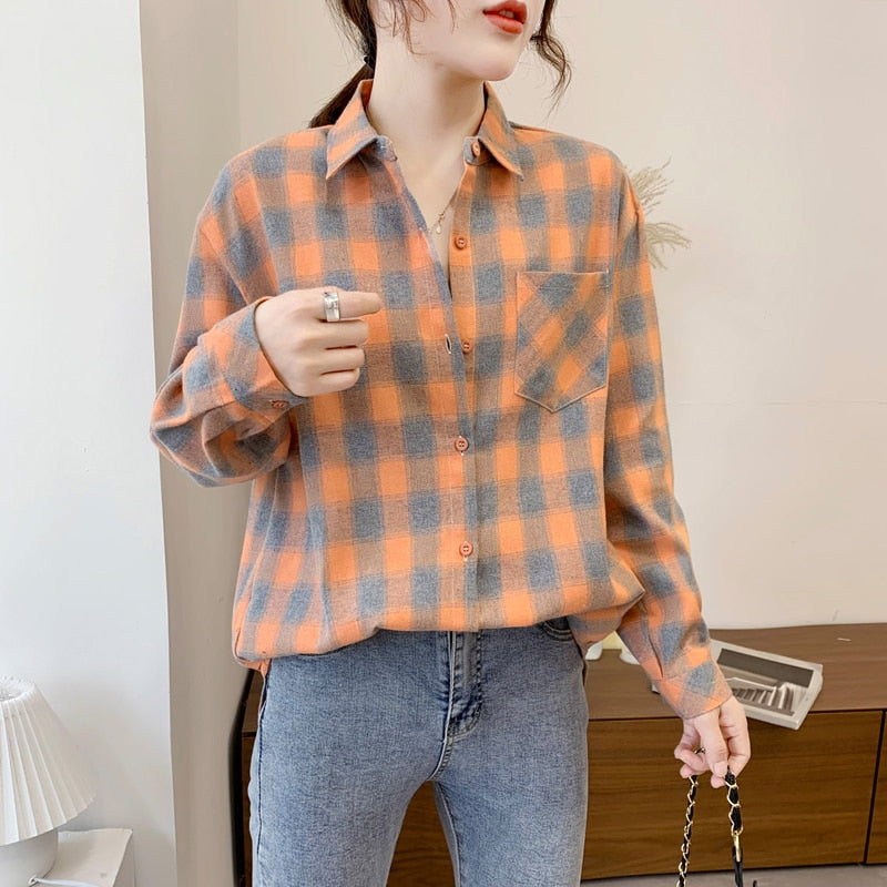 High-quality Soft Warm Winter Women's Plaid Shirt