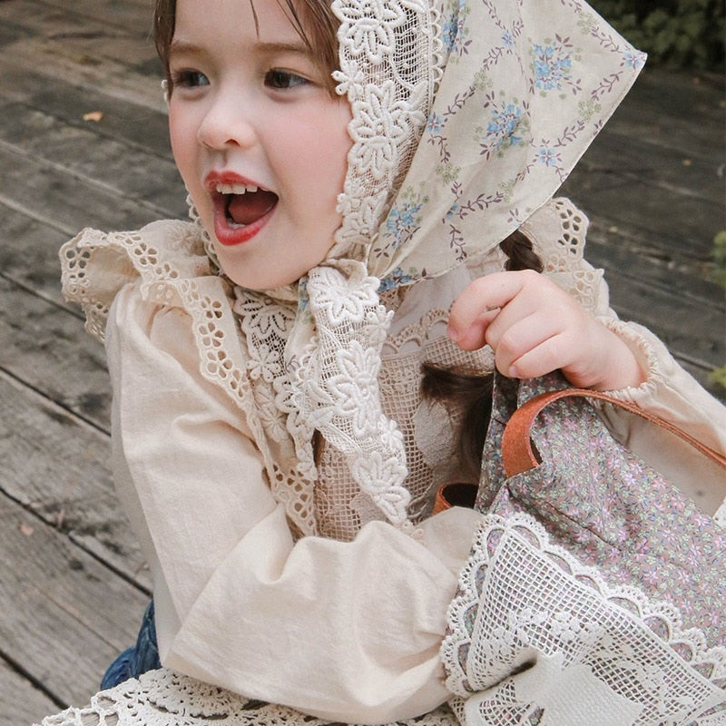 Cotton Lantern Sleeve Blouse Top for Girls