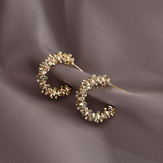 Metal C-shaped Semicircular Earrings