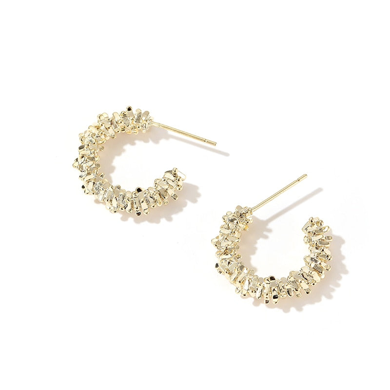 Metal C-shaped Semicircular Earrings
