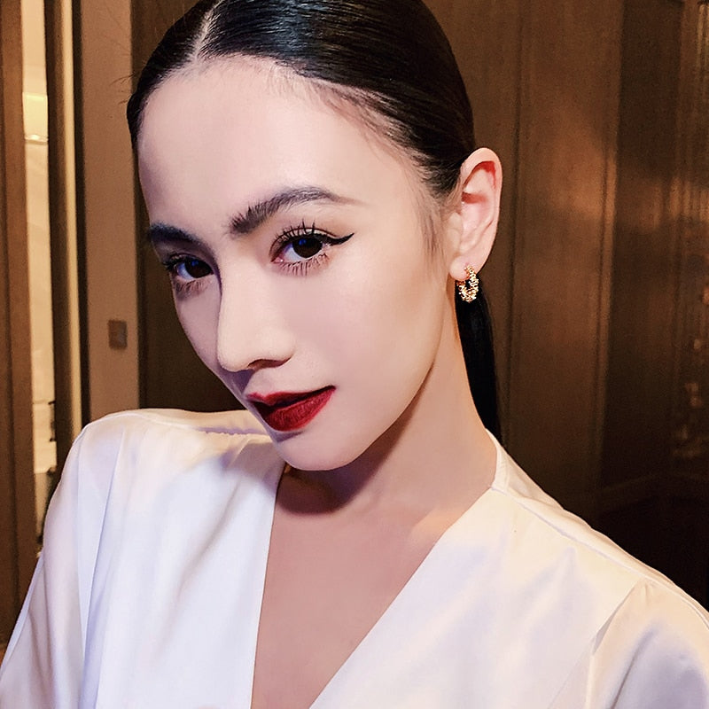 Metal C-shaped Semicircular Earrings