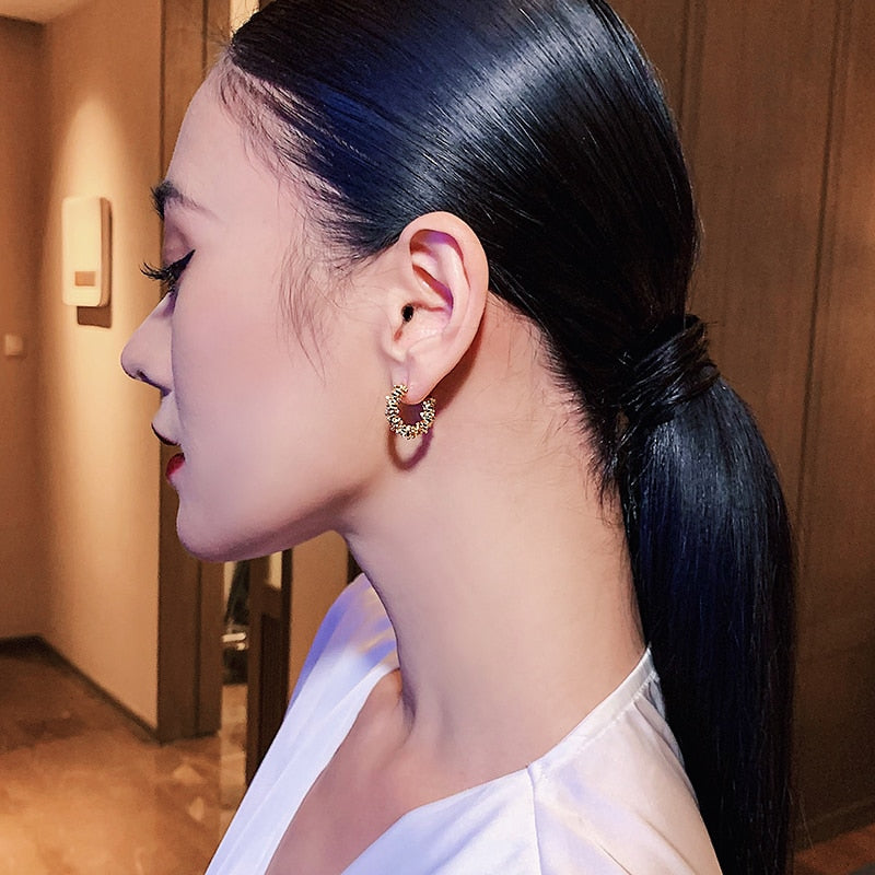 Metal C-shaped Semicircular Earrings