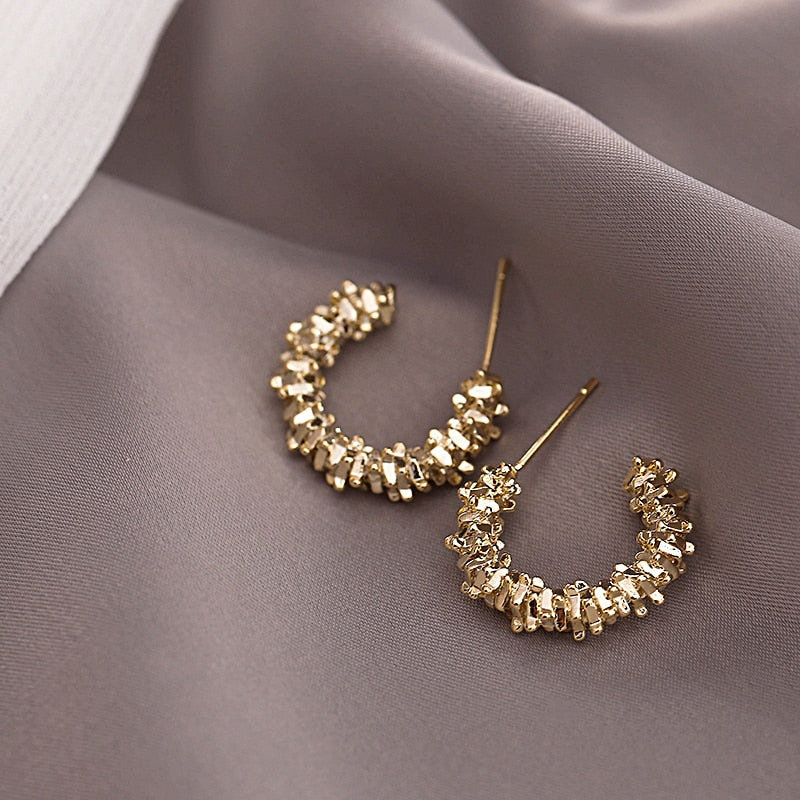 Metal C-shaped Semicircular Earrings