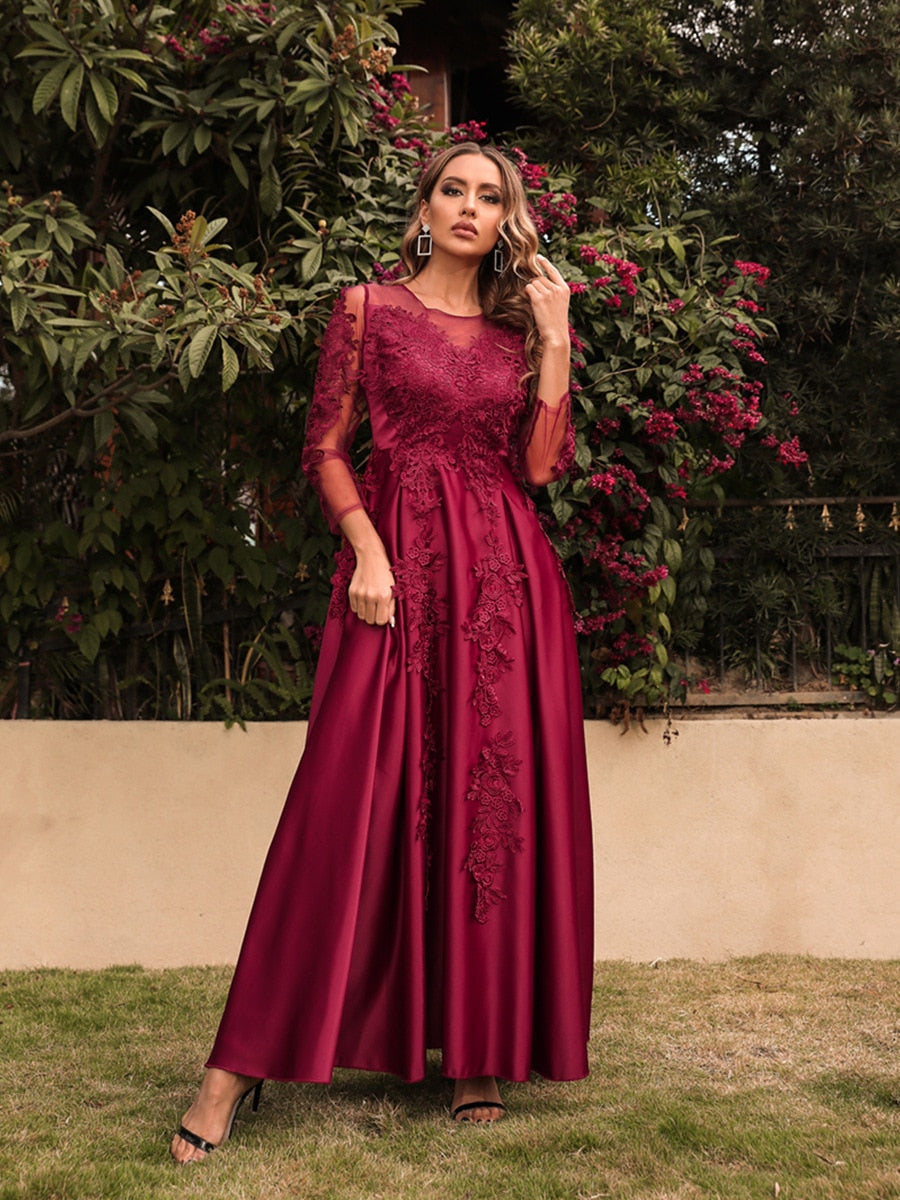 O Neck Lace Prom Dress/ Bridesmaid Dress