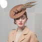 Fascinators Pillbox Cap With Natural Feathers Wedding Hat For Women