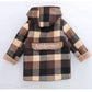 Hooded Warm Plaid Outerwear Windbreaker Jacket Coat for Boys
