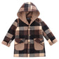 Hooded Warm Plaid Outerwear Windbreaker Jacket Coat for Boys