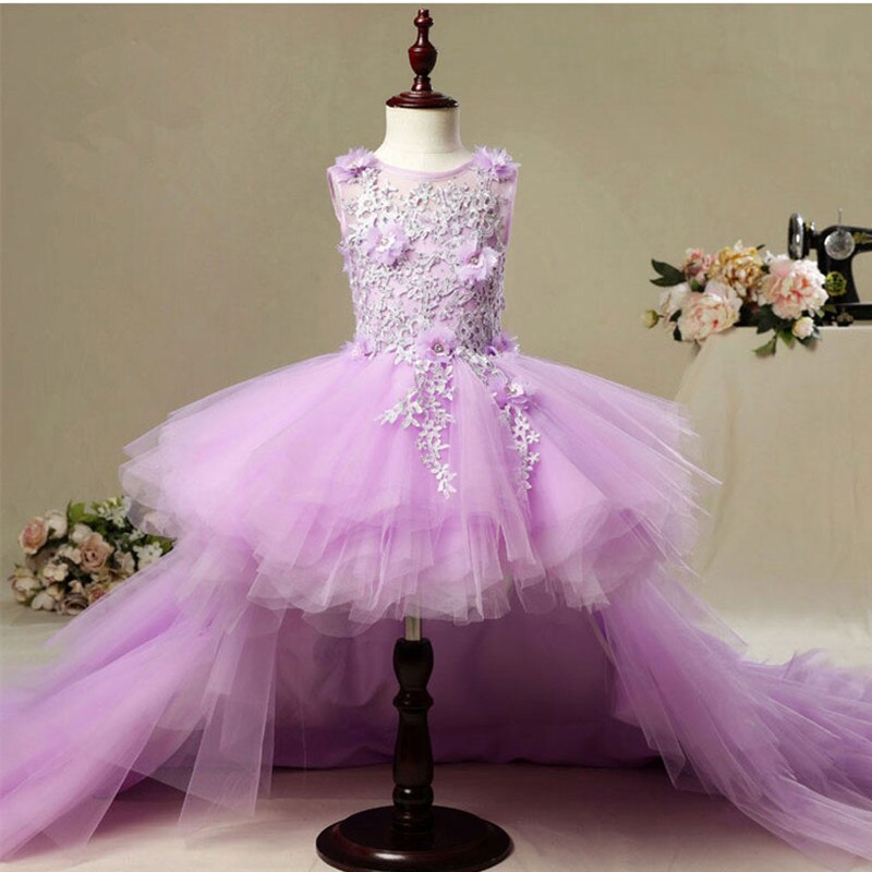 Long Back Layered Flower Girl Dress