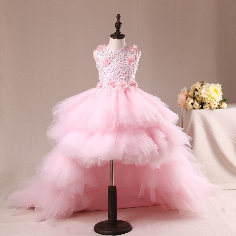 Long Back Layered Flower Girl Dress