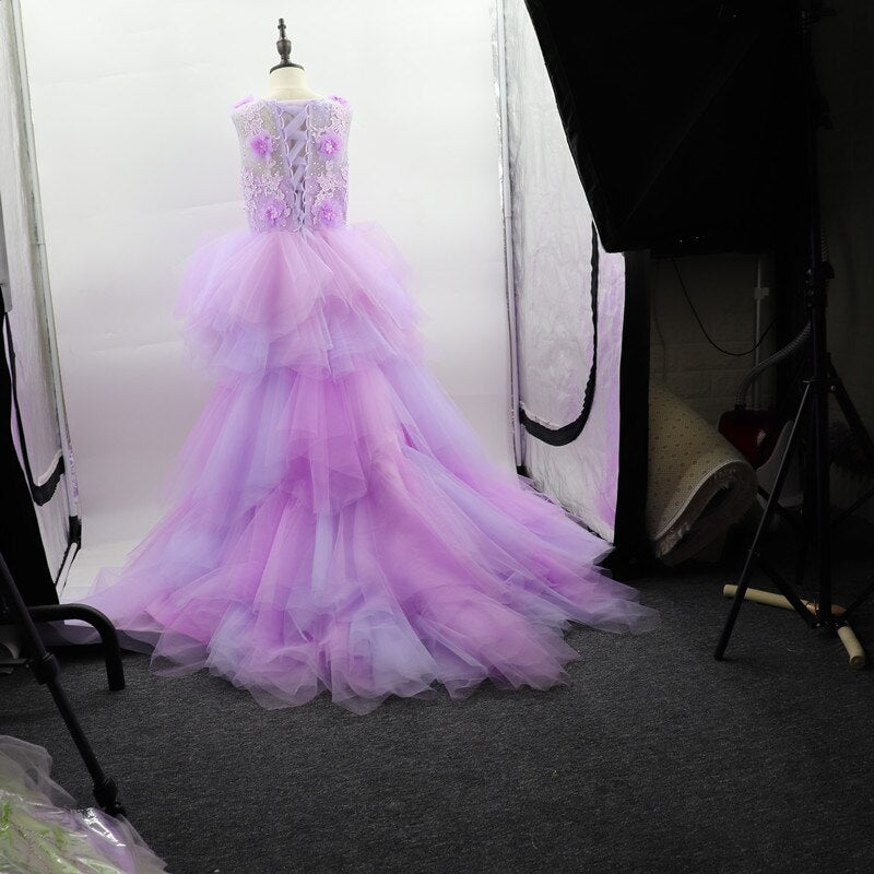 Long Back Layered Flower Girl Dress