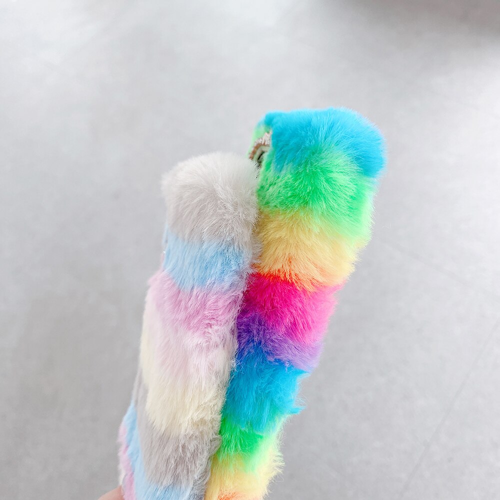 Rainbow Furry Fluffy Warm Phone Case