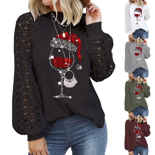 Lantern Long Sleeve Knitted Sweater Christmas Top