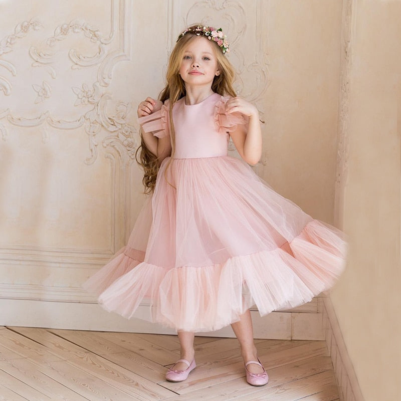 Pink Tulle Gown Flower Girl Dress