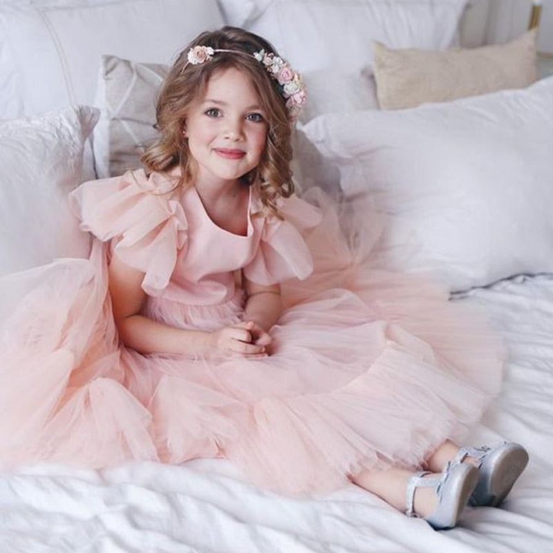 Pink Tulle Gown Flower Girl Dress