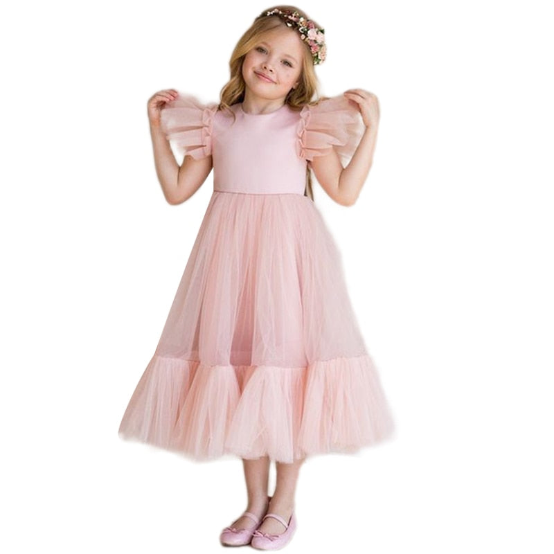 Pink Tulle Gown Flower Girl Dress