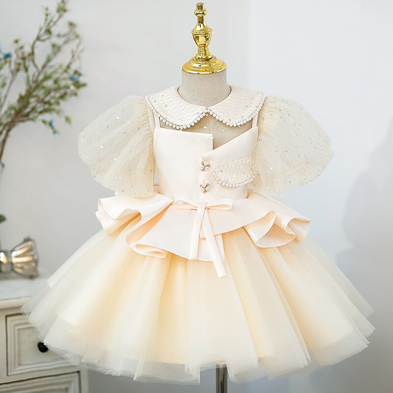 Vintage Puff Sleeve Flower Girl dress