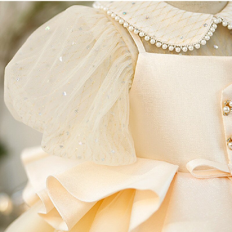 Vintage Puff Sleeve Flower Girl dress