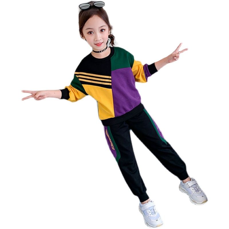 Color Matching Sweater Top + Pants for Girls Two Piece Set