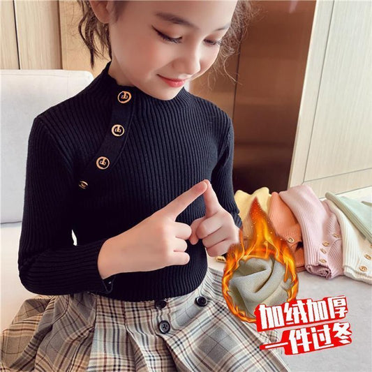 Turtleneck Knitted Sweater Top for Girls