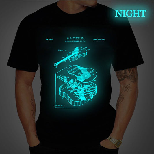 Guitar Luminous Print Tees T-shirt for Men