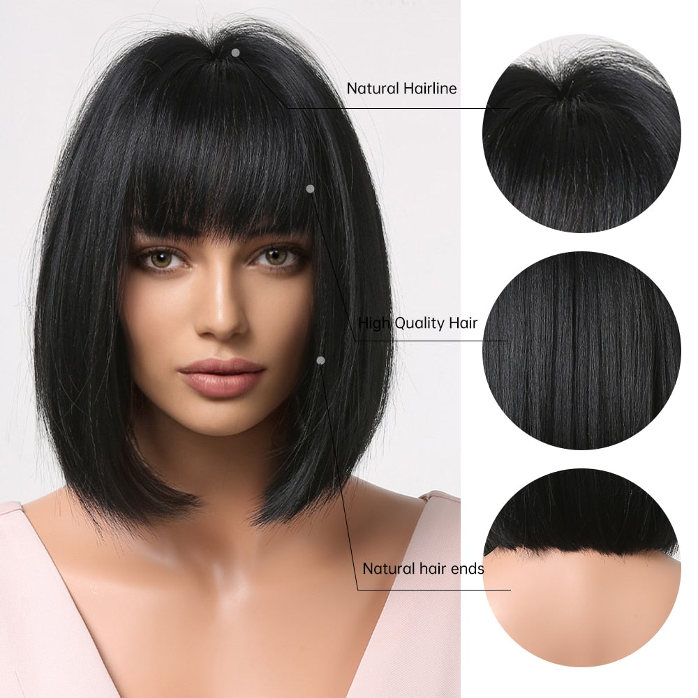 Synthetic Short Wig With Bangs For Women
