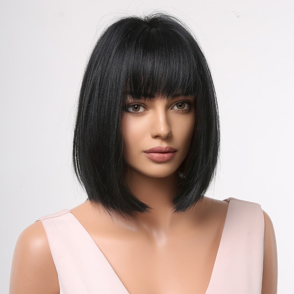 Synthetic Short Wig With Bangs For Women
