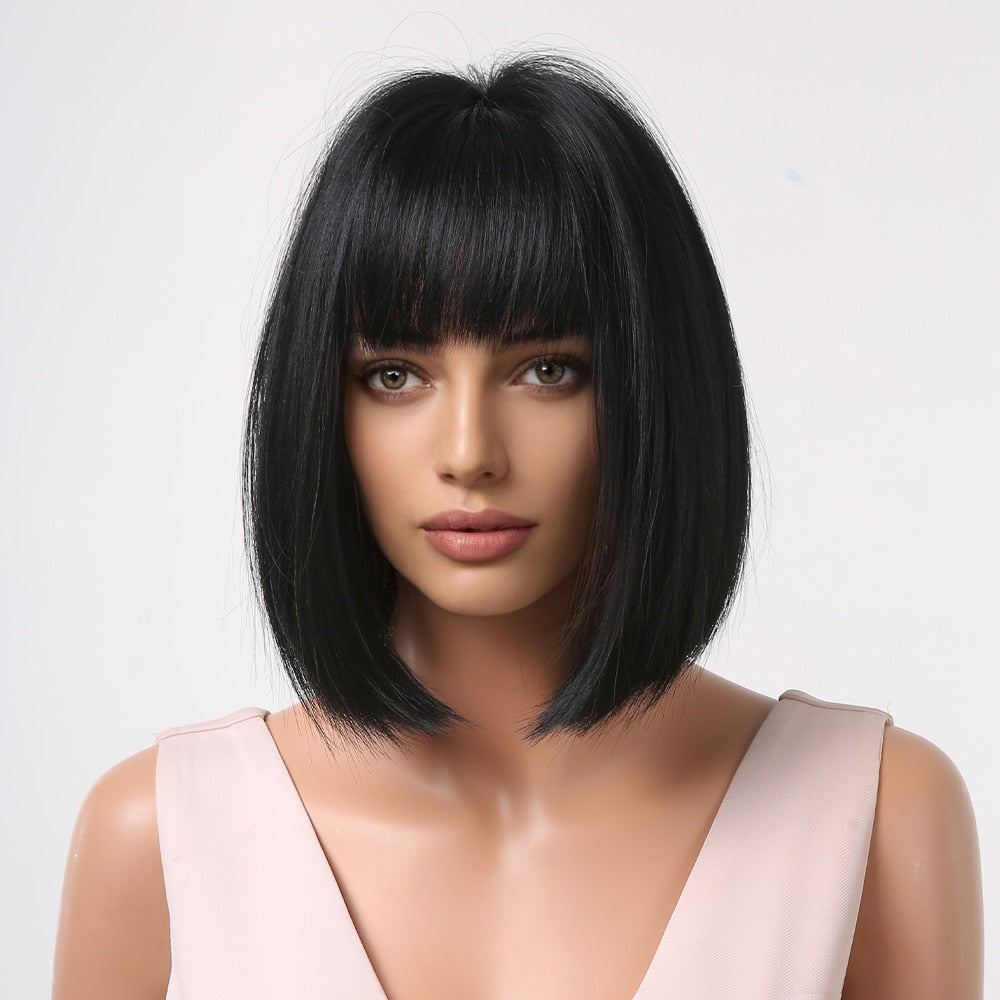 Synthetic Short Wig With Bangs For Women