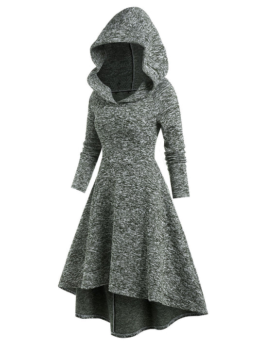 Hooded Heathered Knit Dress