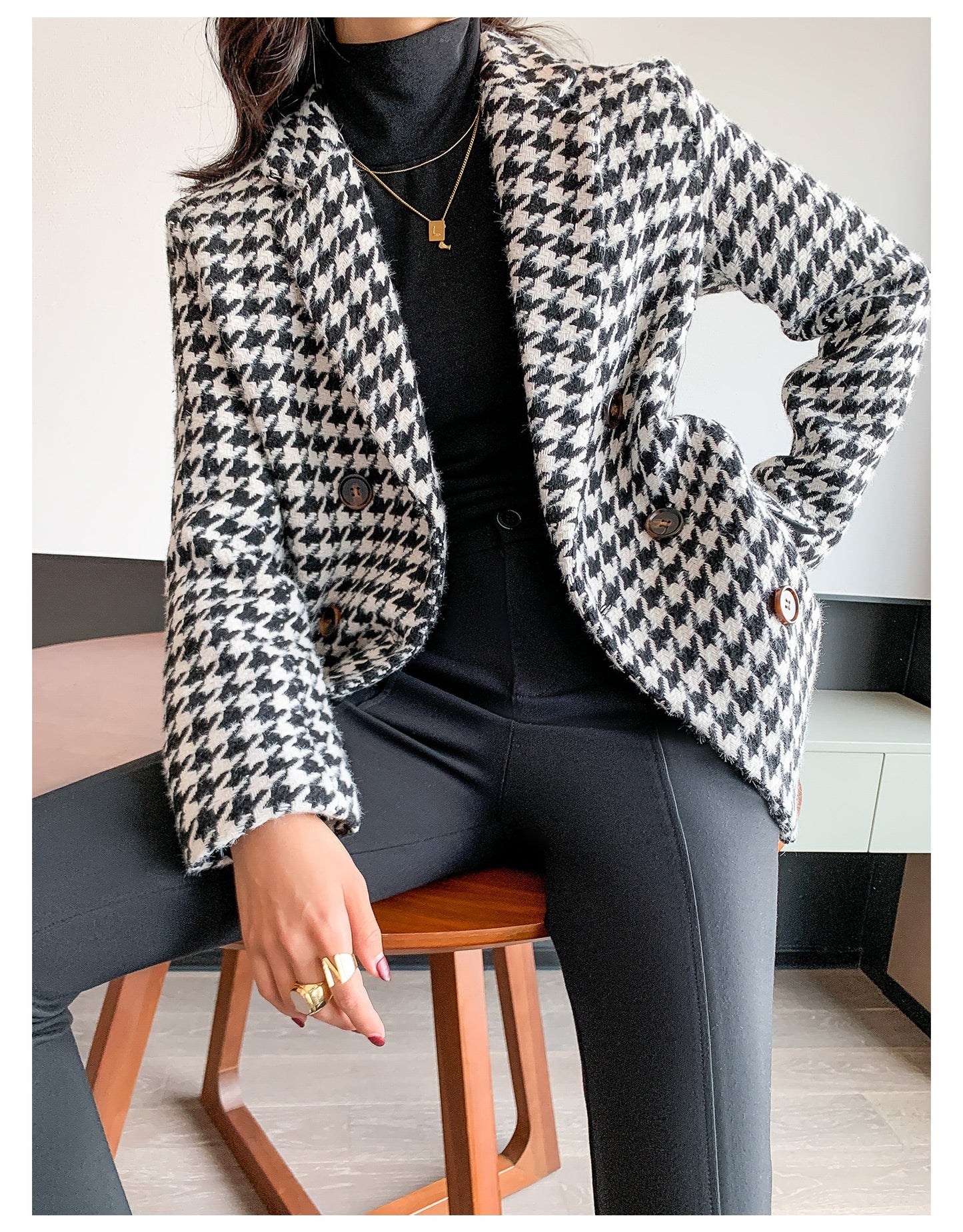 Houndstooth Suit Jacket for Women