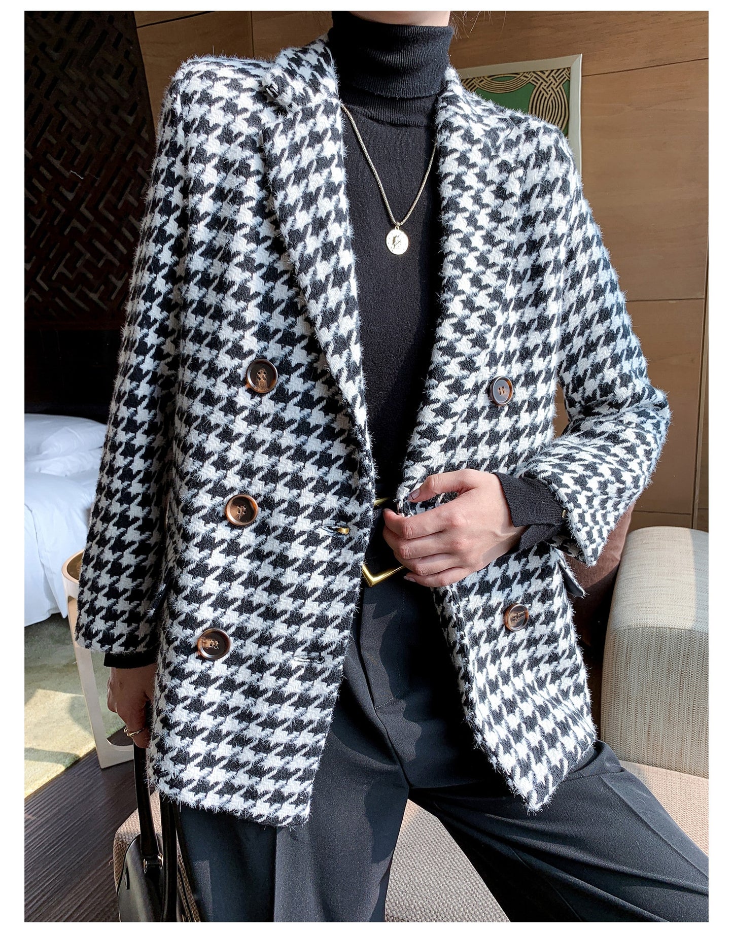 Houndstooth Suit Jacket for Women
