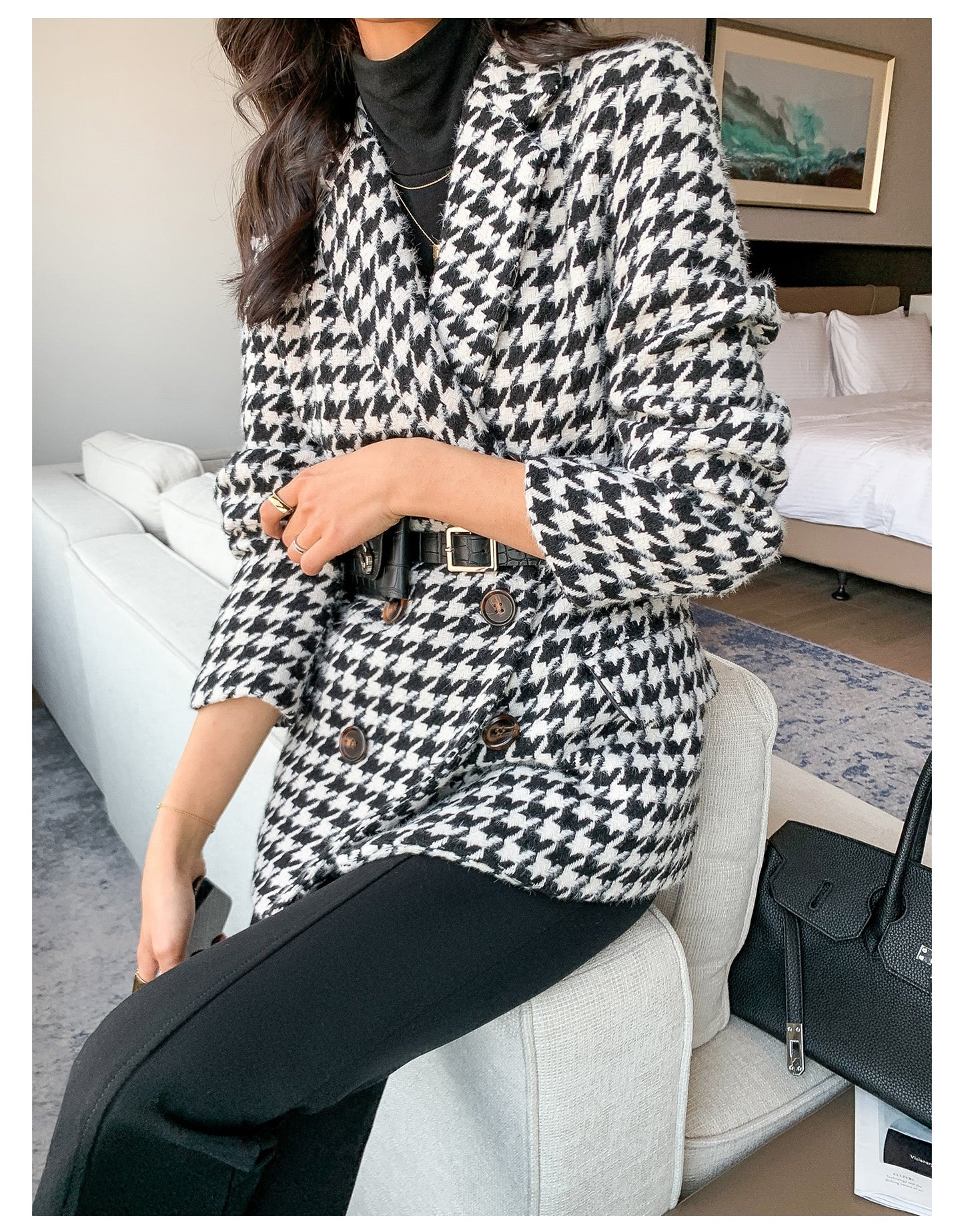 Houndstooth Suit Jacket for Women