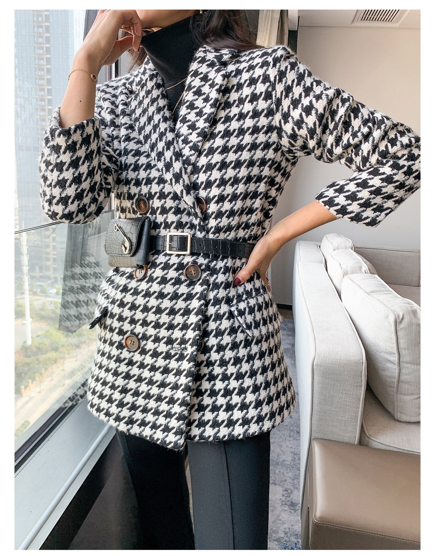 Houndstooth Suit Jacket for Women
