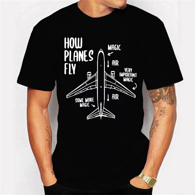How Planes Fly Engineer Pilot Airplane Luminous Print Tees T-shirt for Men