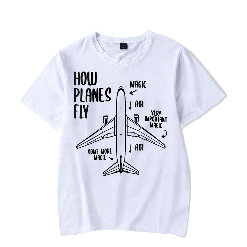 How Planes Fly Engineer Pilot Airplane Luminous Print Tees T-shirt for Men