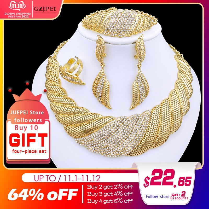 Italian Gold Plated Jewelry Set For Women