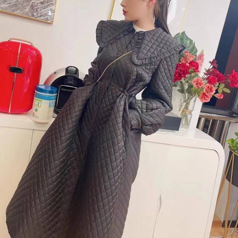 Long Cotton Padded Coat Jacket for Women