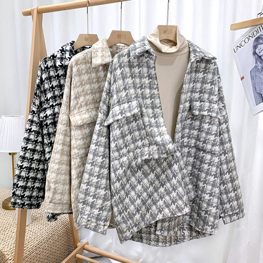 Retro Houndstooth Jacket for Women
