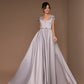 Lace V Neck Satin Evening Gown/ Bridesmaid Dress