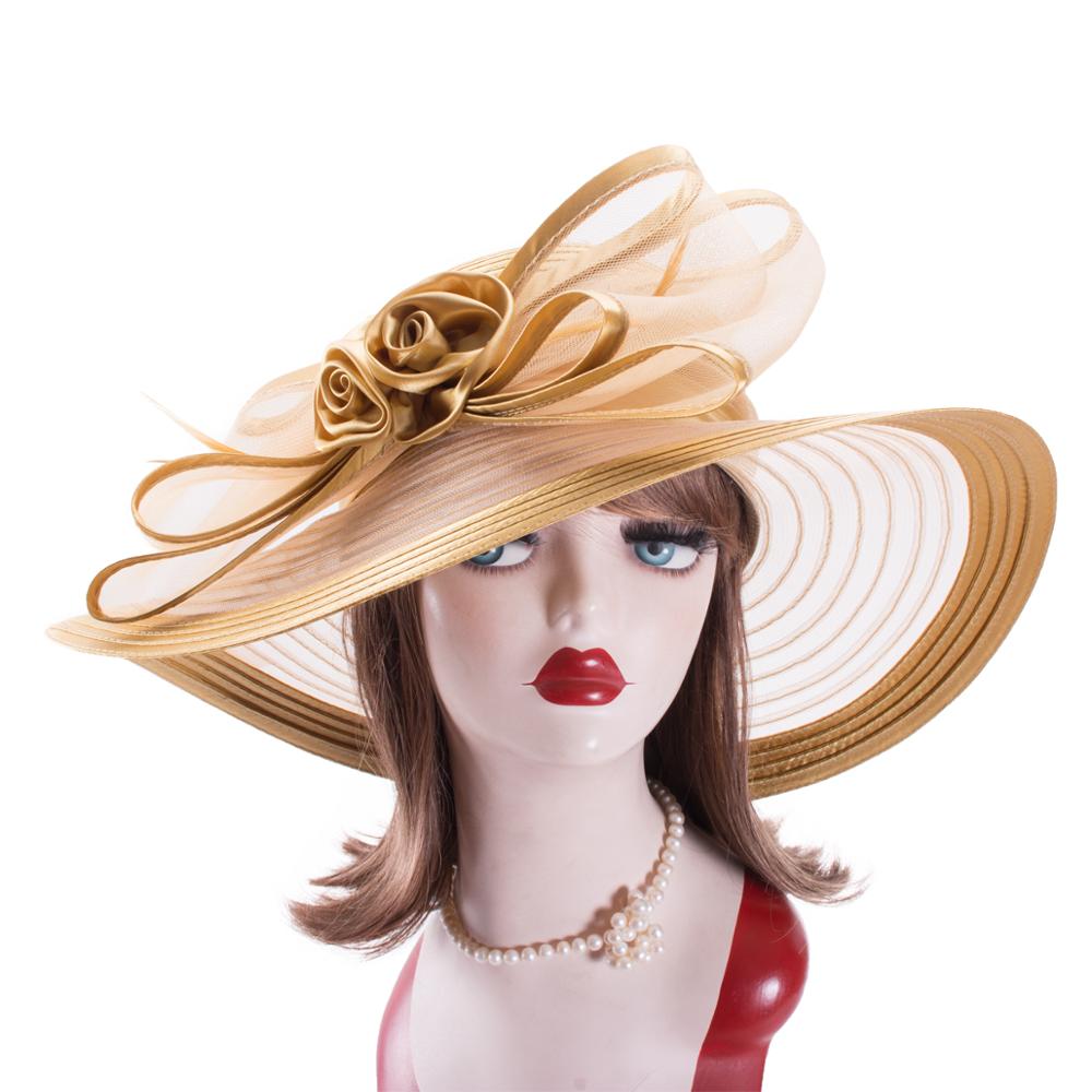 Wide Brim Floppy Satin Ribbon Party Hat