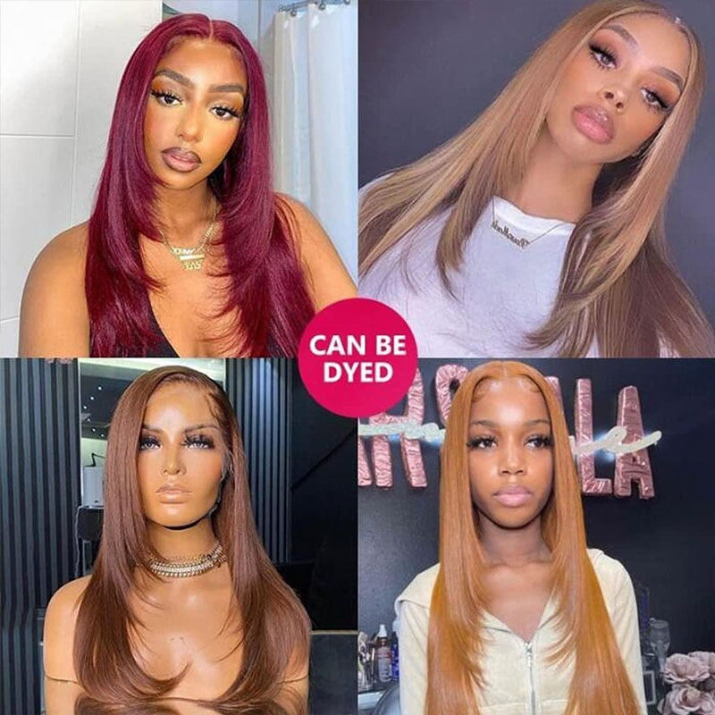 Layered Cut Straight Human Hair Wig For Women