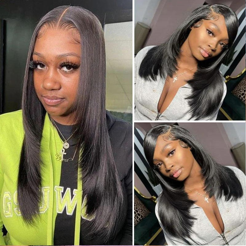 Layered Cut Straight Human Hair Wig For Women