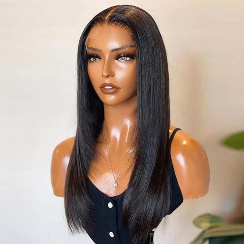 Layered Cut Straight Human Hair Wig For Women