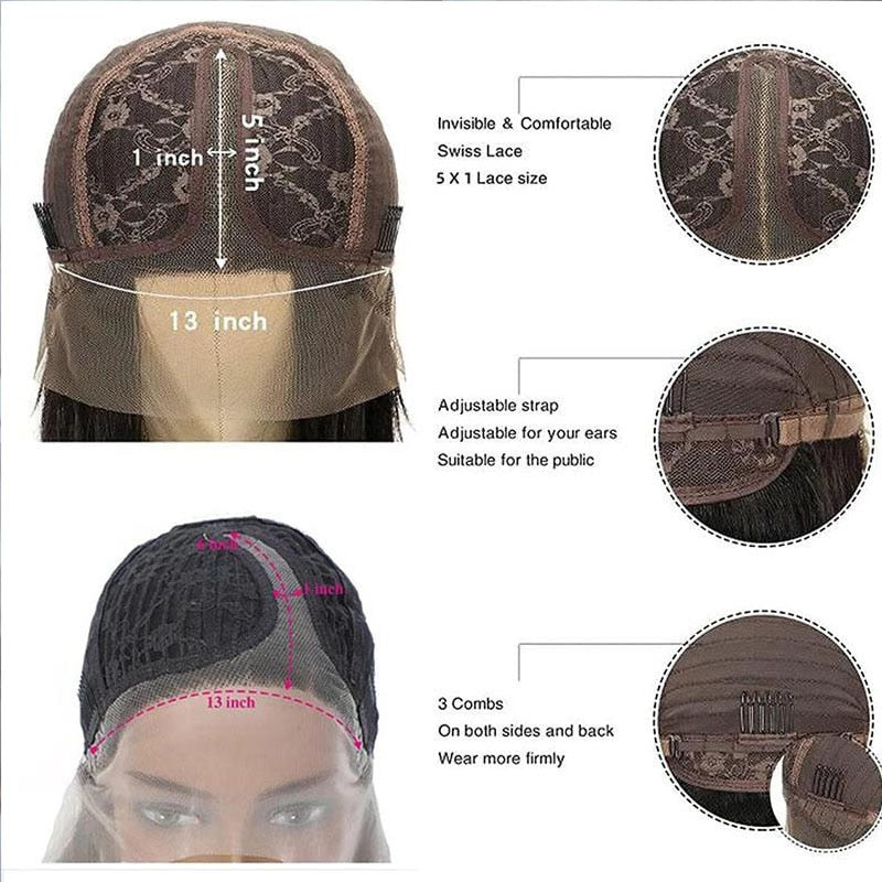 Layered Cut Straight Human Hair Wig For Women