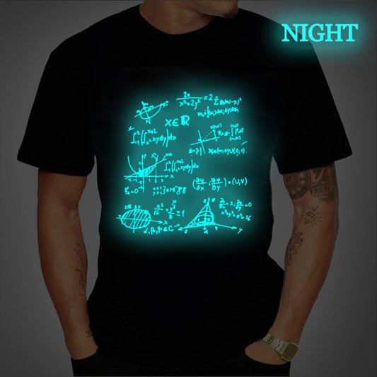 Math Symbol Luminous Print Tees T-shirt for Men